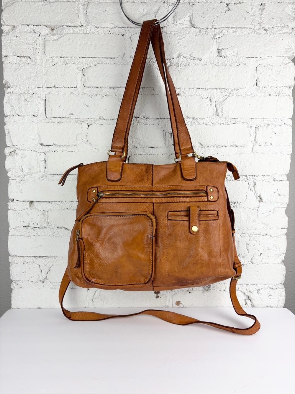 Marta Ponti Portugal Leather Messenger Laptop Large Tote Bag Crossbody